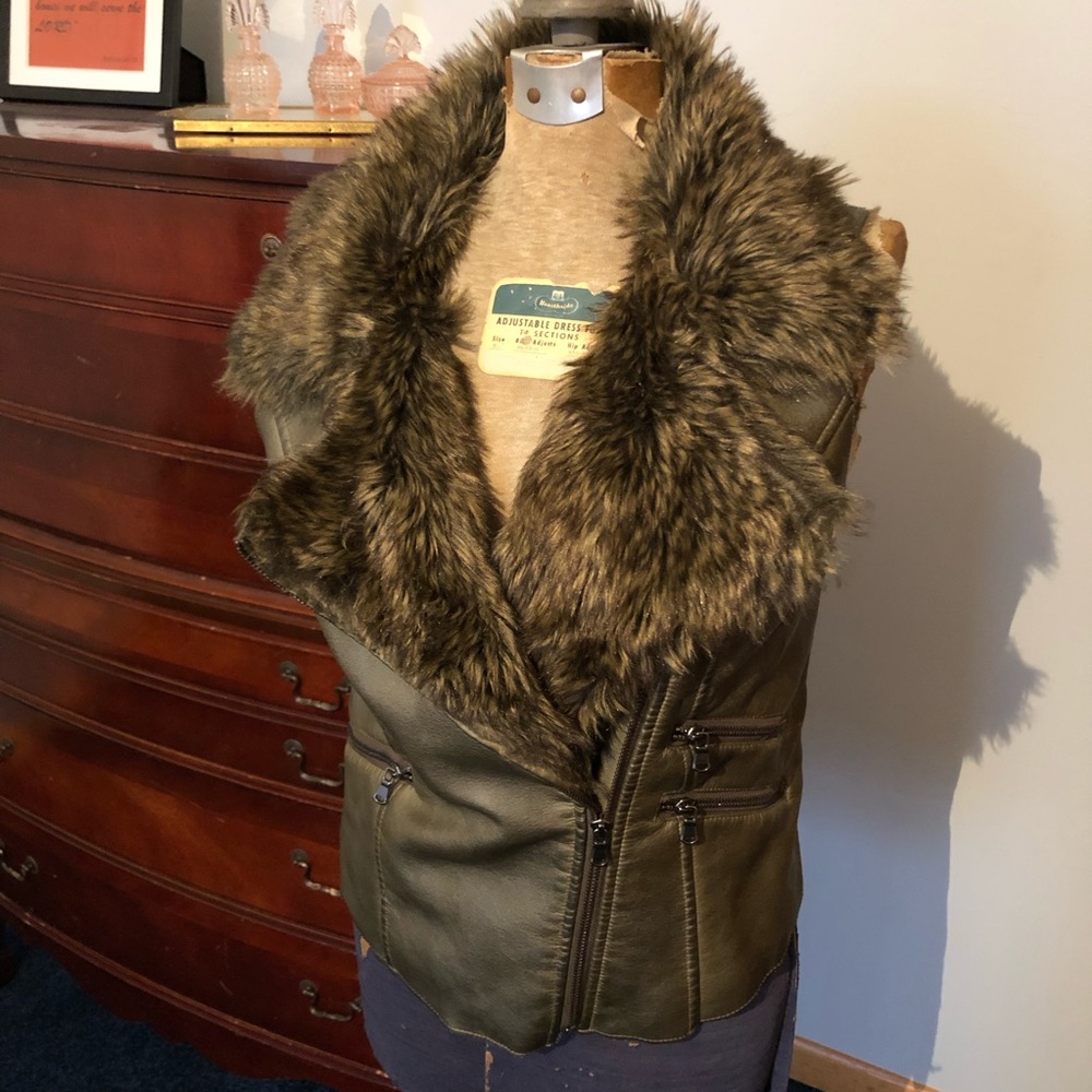 Maurice’s Faux Leather and Fur Moto Vest